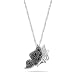 10k White Gold and Black Rhodium Black Diamond Butterfly Pendant (1/5 cttw)