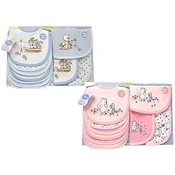 Disney Baby 10 Piece Bib & Birp Cloth Set, Winnie the Pooh - Choose Blue or Pink