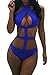 Viottiset Women's Cute Bandage Criss Cross One Piece Cut Out Push Up Backless Halter Monokini Swimsuit Bathing Suit Swimwear Blue M