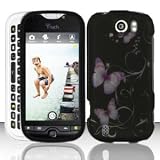 Purple Butterfly on Black Design Protector Hard Cover Case for HTC MYTOUCH 4G SLIDE / DOUBLESHOT (T-Mobile) + Luxmo Brand Car Charger