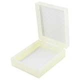 uxcell　プレパラートボックス　25顕微鏡スライドボックス　9.5cmx8cm　ベージュ　プラスチック長方形