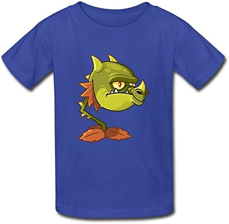 Age 7-16 Kid's Plants Vs. Zombies 100% Cotton Tee Shirt M RoyalBlue