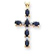 14k Diamond & Sapphire Cross Pendant