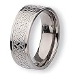 Brushed and Polished Titanium Ring with Criss Cross Design (8.0 mm) - Sizes 6-13
