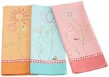 DII Garden Whimsy Embroidered Dishtowels, Set of 3