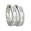 14K White Gold 1/4 ct. Baguette Cut Diamond Huggie Earrings