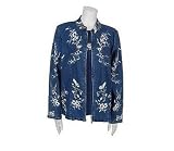 Denim & Co. Stretch Denim Embroidered Jacket and T-shirt