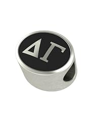 Delta Gamma Black Antique Oval Sorority Bead Charm Fits Most Pandora Style Bracelets. High Quality Bead in Stock for Fast Shipping