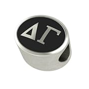 Delta Gamma Black Antique Oval Sorority Bead Charm Fits Most Pandora Style Bracelets. High Quality Bead in Stock for Fast Shipping