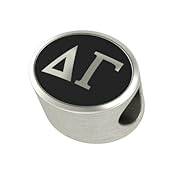 Delta Gamma Black Antique Oval Sorority Bead Charm Fits Most Pandora Style Bracelets. High Quality Bead in Stock for Fast Shipping