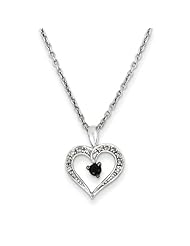 Sterling Silver Black and White Diamond Heart Pendant Necklace