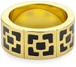 Trina Turk Enamel Brick Gold And Black Ring, Size 6
