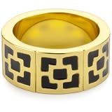 Trina Turk Enamel Brick Gold And Black Ring, S