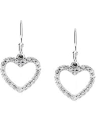 14K White Gold Diamond Heart Earrings - 0.20 Ct. -- LIFETIME WARRANTY