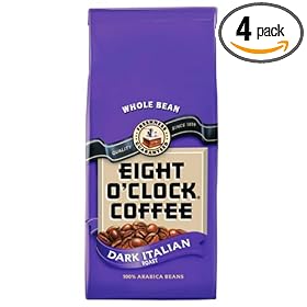 Eight OClock Coffee, Dark Italian Roast Whole Bean, 11.5 Ounce Bag (Pack of 4) Eight O'Clock Coffee, Dark Italian Roast Whole Bean, 11.5-Ounce Bag (Pack of 4)