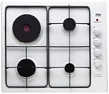 Faure - FXL63ITW - Table Email Mixte - 60 cm - 3 Foyers Gaz Thermocoupl&eacute;s / 1 &Eacute;lectrique - Blanc