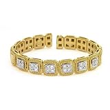 18k Yellow Gold Flexible 0.83ct Diamond Bangle - 7 Inch