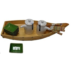 Amazon.com | Wooden Sushi Boat Serving Tray 26.5in #W001-65: Serving ... Amazon.com | Wooden Sushi Boat 20 " with 6 Sauce Dish, 6 Chopsticks ...