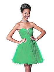 Strapless  Full-Skirt Sweetheart Beaded Lace-Up Ruched Short Corset Empire   Waistline Tulle  Ball Gown  Dress