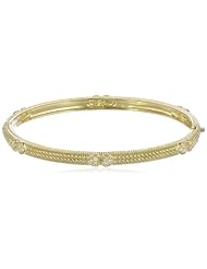 Judith Ripka "Romance" Double Heart Diamond Bangle Bracelet