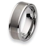 Flat Brushed and Polished Tungsten Carbide Ring (8.0 mm) - Sizes 7-13