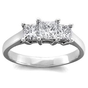1 2 ctw Princess Cut Three Stone Diamond Ring in 14K White or Yellow Gold (D... by