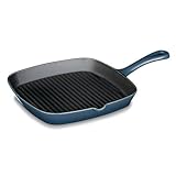 Cuisinart Chef's Classic Enameled Cast Iron 9-1/4 inch Square Grill Pan, Provencal Blue