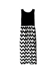 Full Length Summer Sleeveless Chiffon Striped Print  Dress