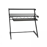 Zaki Deluxe Medium Desk with Shelf (Graphite Black/Smoked) (37.5"H x 50"W x ....