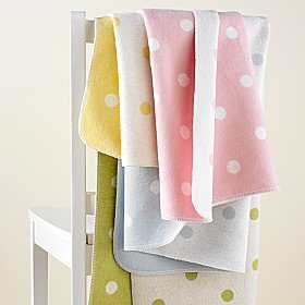 Soft Pastel Polka Dot Baby Blankets - Blanket (Green/White) 28 x 36