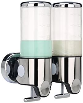 ebtintin Soap Dispenser Wall Mount Pumps Shampoo & Soap Dispenser Bathroom Kitchen Wall Mount Liquid Foam Lotion Bottle Shower Gel Box Stainless Steel ABS Twins 10 Fl. Oz