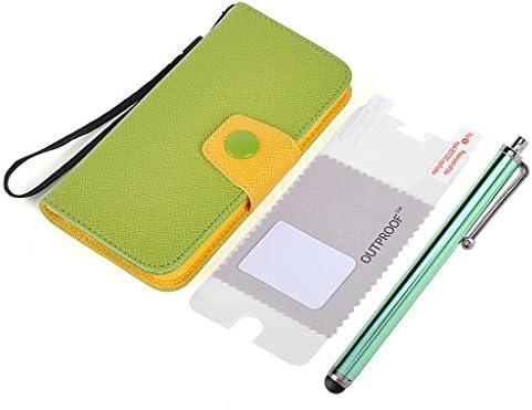 OutProof Fashion-designed Colorful Protective Built-in Slot PU Leather wallet Case for iPhone 6 4.7" (Green+Yellow)