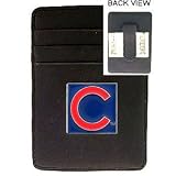 Chicago Cubs Leather Money Clip Cardholder Pewter Logo
