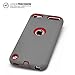 iPod Touch 5th Case, MagicMobile® Premium Dual Heavy Duty Hybrid Shockproof Resistant Armor Protective Case Cover for Apple iPod 5th Generation Gray Rugged Silicone Layer and Red Hard Plastic