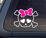 Skull with PINK Bow Car Decal / Sticker