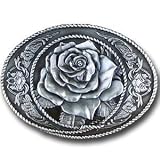 Classic Pewter Western Rose Belt Buckle