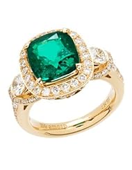 Colombian Emerald and Diamond Ring in 18kt yellow gold