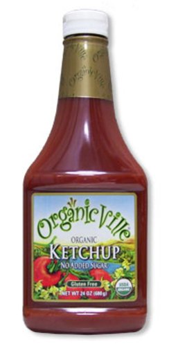 Organicville Organic No Added Sugar Ketchup, Gluten Free, 24-Ounce Bottles (Pack of 4)