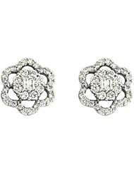 14K White Gold 0.93cttw Round Diamond Earring