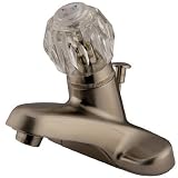 Kingston Brass KB528 Americana 4-Inch Centerset Single Acrylic Handle Lavatory Faucet with Non-Metallic Pop-Up, Satin Nickel (Not CA/VT Compliant)