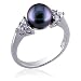 Infinite Beauty: Sterling Silver Dress Ring with Gray Cultured Pearl and CZ Diamond
