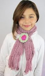 Handmade Ultra Lightweight Acrylic Scarf - Cinnamon Pink for Girls (100% Knitted By Hand)