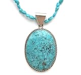 Turquoise and Sterling Silver Oval Necklace Set In .925 Sterling Silver