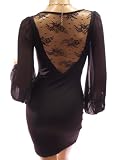Patty Women Chiffon Long Sleeve Lace Back Cocktail Mini Dress