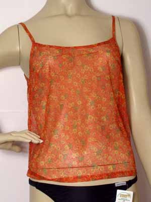 SOLAR Strand-Top orange Blüten durchsichtig, Functional-Fashion Gr. 38 NEU