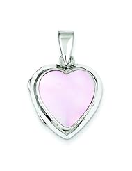 Sterling Silver Pink Mother of Pearl Heart Locket 27mm