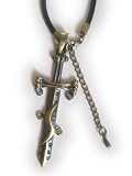 Fearsome Sword Pendant Leather Necklace
