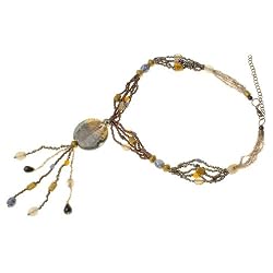 Onyx Colored MultriStrand Baked Glass Pendant Collar Necklace