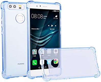 Huawei P9 (5.2") Case, Ultra-Thin Drop Protection Shock Resistant Corner-cushioned Anti-skip HD Transparent TPU Back Casing Cover for Huawei P9 (Clear Blue)