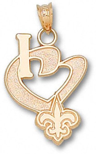 New Orleans Saints 10K Gold ''I Heart'' Logo 3/4'' Pendant